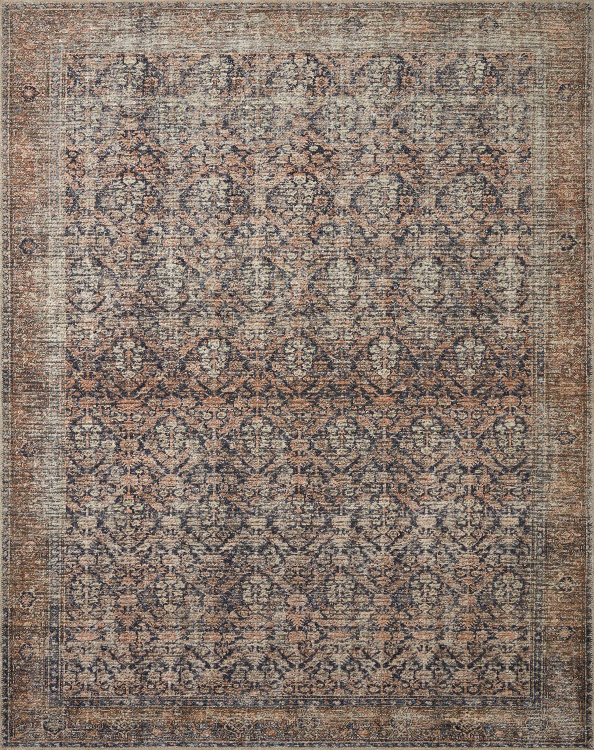 Loloi Amber Lewis x Billie Collection, Ink & Salmon 10-0 x 14-0 Area Rug - Antique & Distressed Accent Rugs for Living Room, B