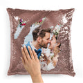Personalized Favors Custom Photo Sequin Pillow Cases | Rose Gold Mermaid Cover W Any Picture | Magic Reversible Throw Pillowcase