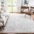 SAFAVIEH Madison Collection Area Rug - 8 x 10, Silver & Ivory, Snowflake Medallion Distressed Design, Non-Shedding & Easy Care