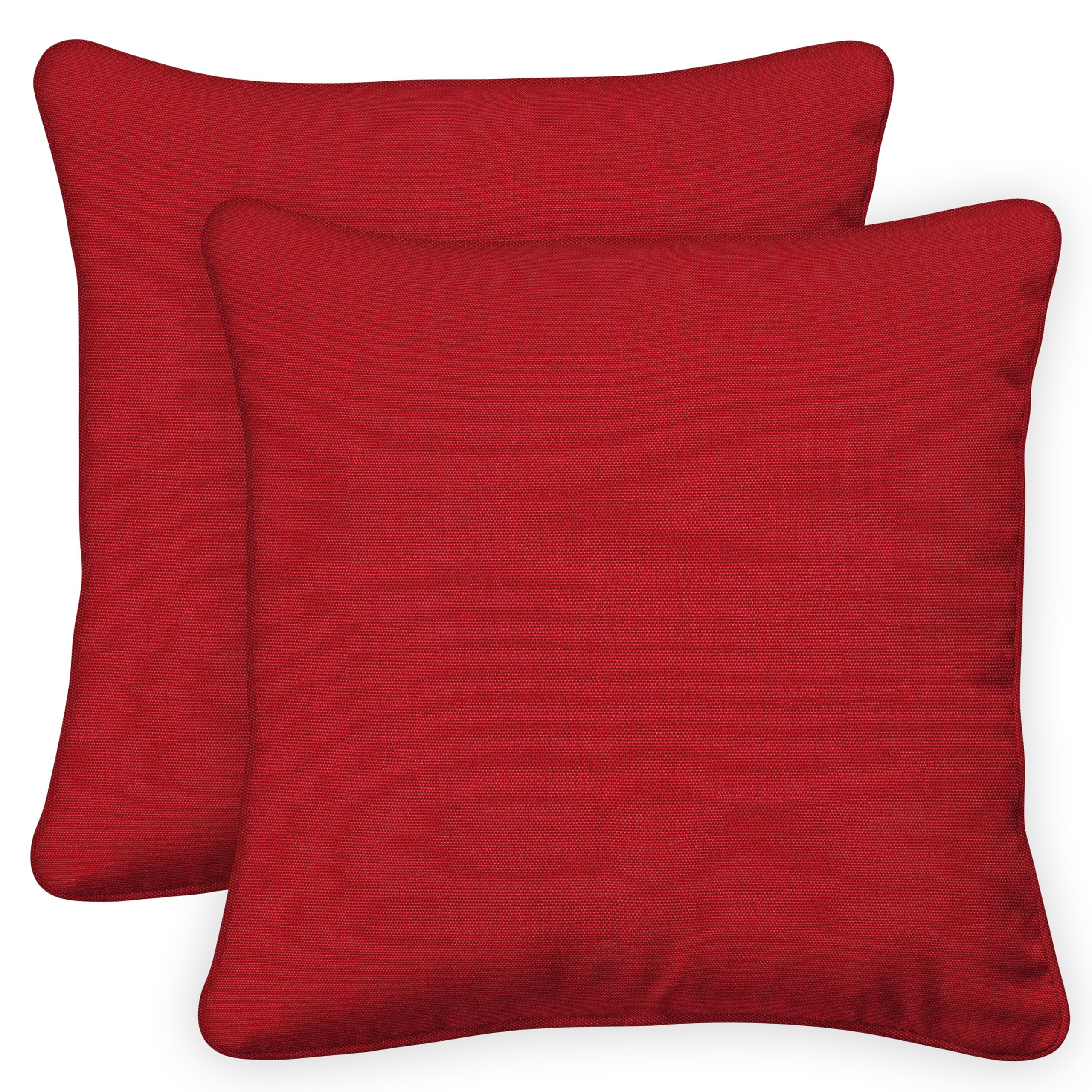 Honeycomb Outdoor Square Toss Pillow Cover Set, 18' W X 18' L, Textured Solid Imperial Red Slipcovers