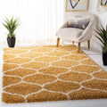 SAFAVIEH Hudson Shag Collection Accent Rug - 4 x 6, Gold & Ivory, Trellis Design, Non-Shedding & Easy Care, 2-inch Thick Ideal