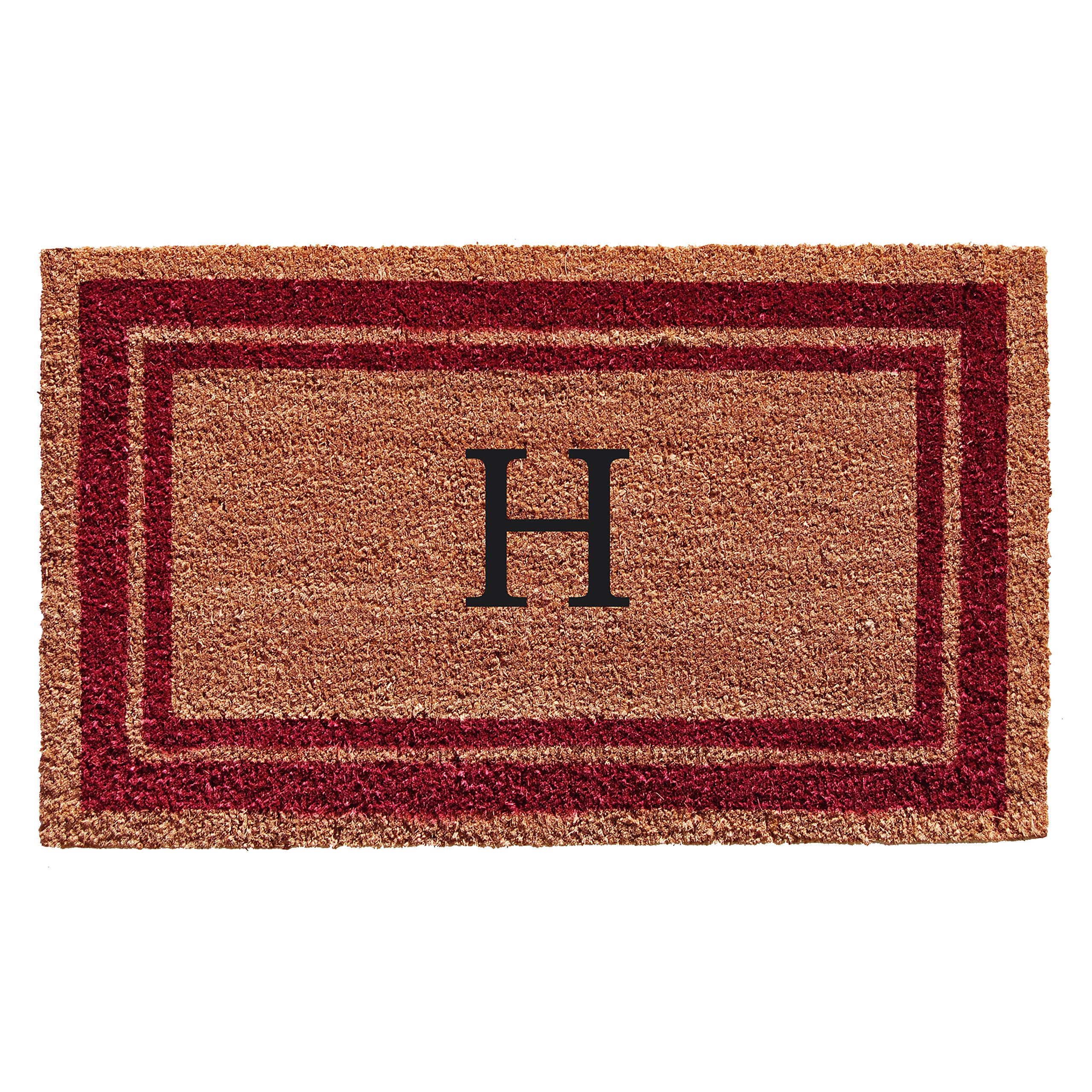 Calloway Mills 152992436H Burgundy Border 24 x 36 Monogram Doormat (Letter H)
