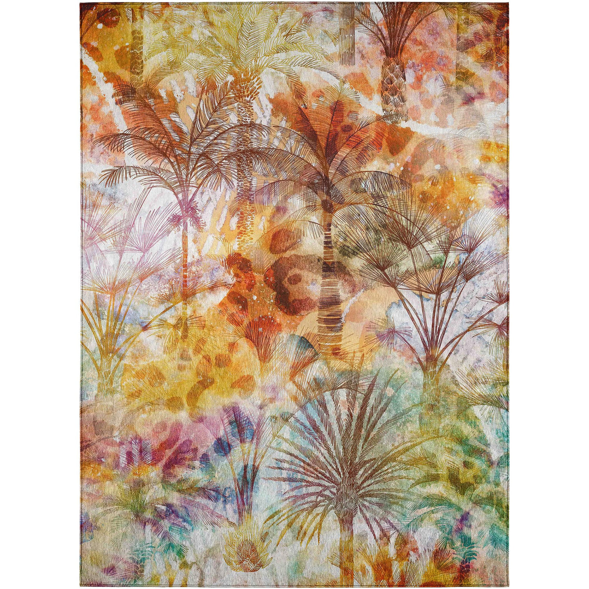 Dalyn Rugs Tropics Tc15 Multi 5' X 7'6&quot; Indoor Outdoor Area Rug, Easy Clean, Machine Washable, Non Shedding, Bedroom, Living Room, Dining Room, Kitchen, Patio Rug
