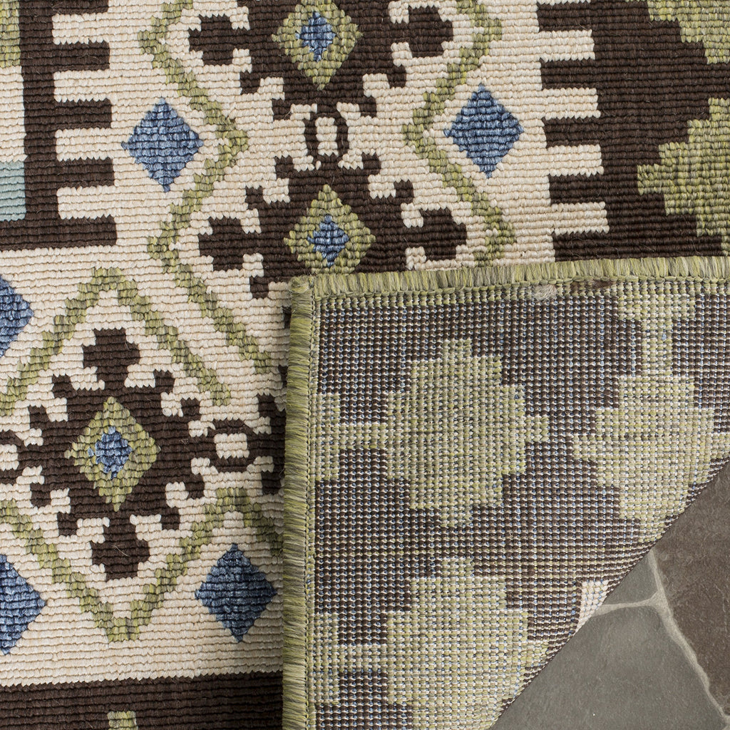 Safavieh Veranda Collection Area Rug - 6'7' X 9'6', Chocolate & Green, Boho Design, Non-Shedding & Easy Care, Indoor/Outdoor & Washable-Ideal For Patio, Backyard, Mudroom (Ver099-0624)