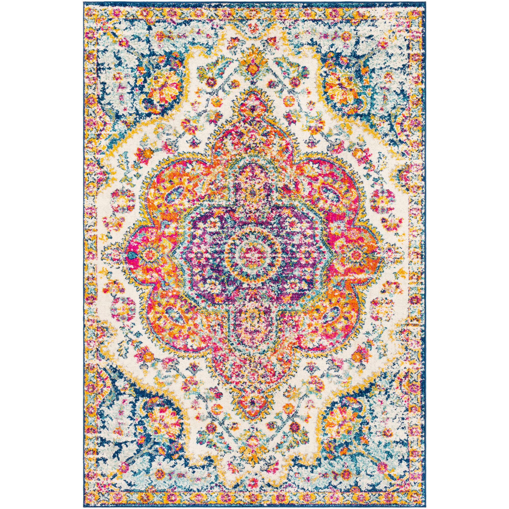 Livabliss Romaine Vintage Medallion Area Rug, 9' X 12'6'', Orange