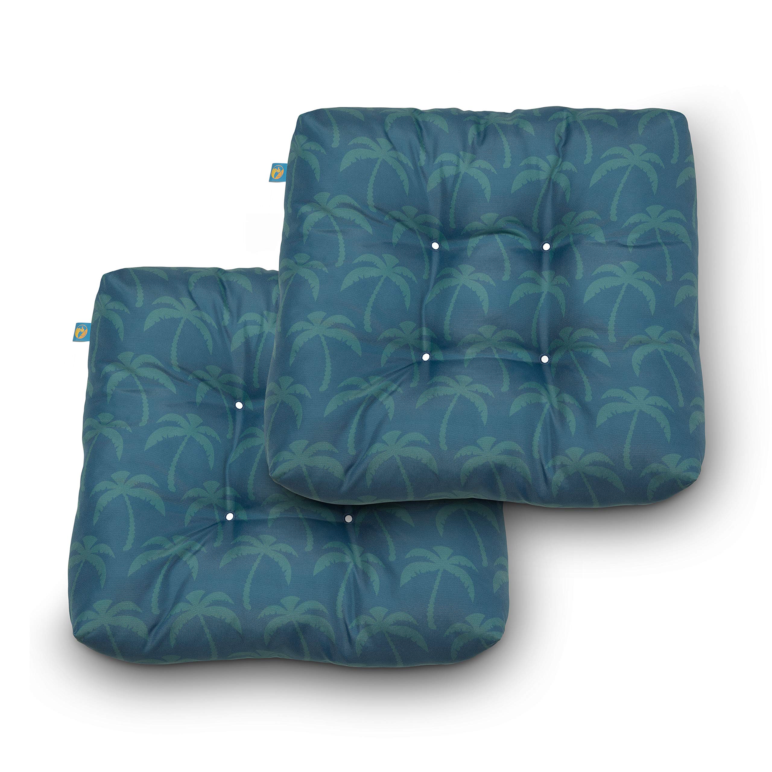 Duck Covers Classic Accessories Water-Resistant Indoor/Outdoor Seat Cushions, 19 X 19 X 5 Inch, 2 Pack, Blue Oasis Palm