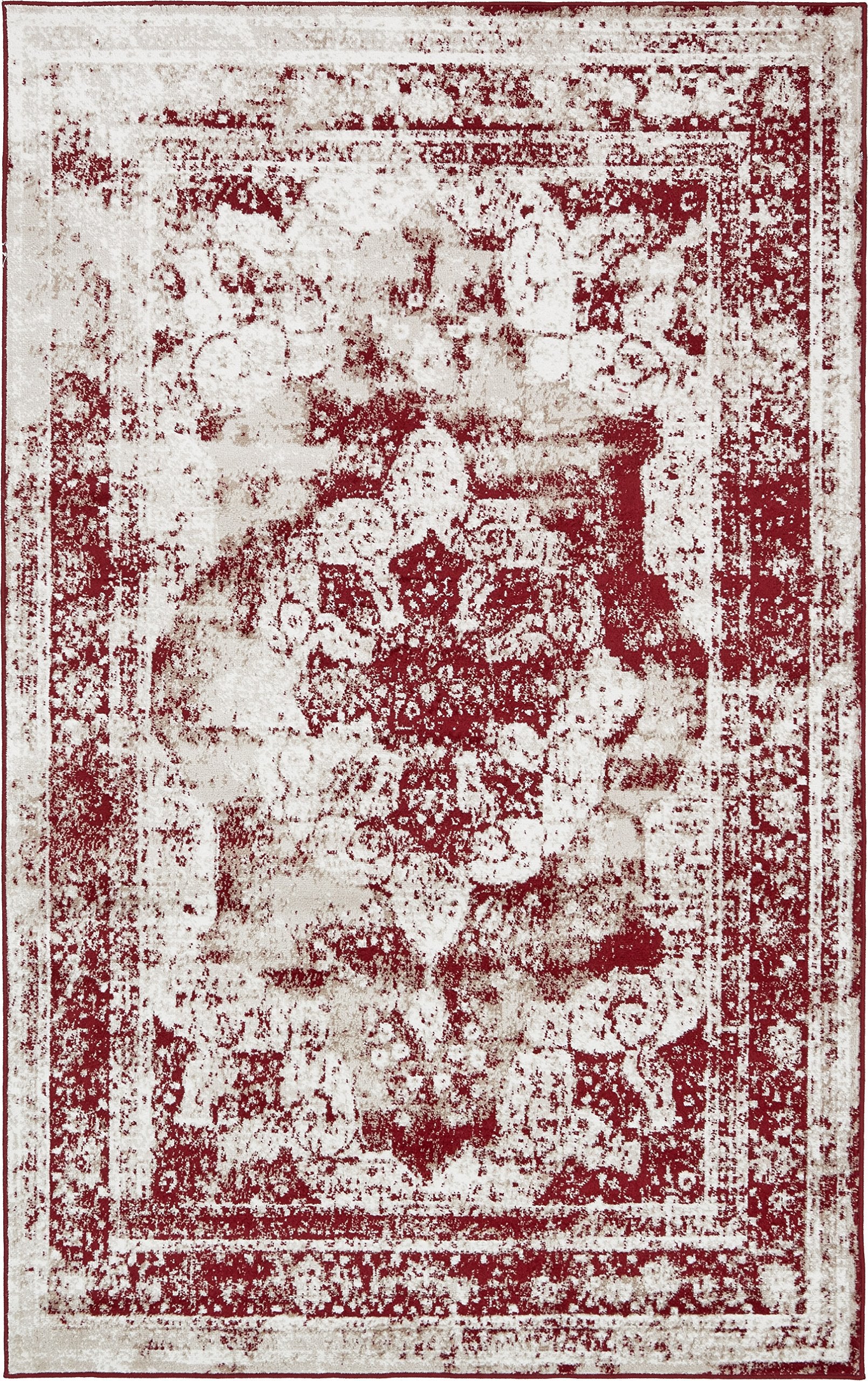 Unique Loom Sofia Collection Area Rug - Salle Garnier (5 3 x 8 Rectangle, Burgundy/ Ivory)