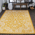 Jonathan Y Smb100E-4 Tela Bohemian Textured Weave Floral Indoor Outdoor Area Rug, Coastal, Traditional, Transitional Easy Cleaning,Bedroom,Kitchen,Backyard,Patio,Non Shedding, Yellow/Cream, 4 X 6