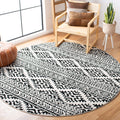 SAFAVIEH Tulum Collection 3 Round Ivory / Black TUL272B Moroccan Boho Tribal Non-Shedding Dining Room Entryway Foyer Living Roo