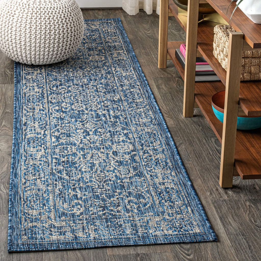 Jonathan Y Smb100B-8 Tela Bohemian Textured Weave Floral Indoor/Outdoor Navy/Gray 8 Ft. X 10 Ft. Area-Rug, Coastal,Easy-Cleaning,Hightraffic,Livingroom,Backyard, Non Shedding