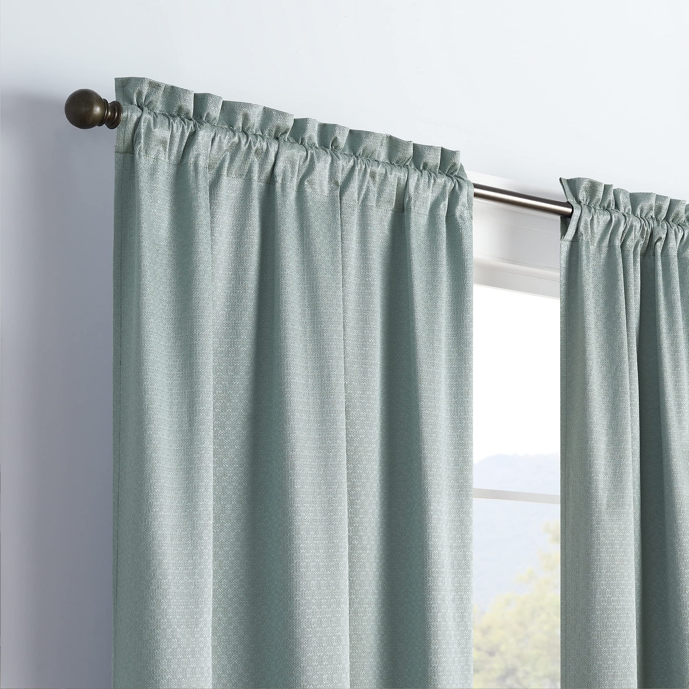 Eclipse Canova Thermal Insulated Single Panel Rod Pocket Darkening Curtains For Living Room, 42 In X 84 In, River Blue