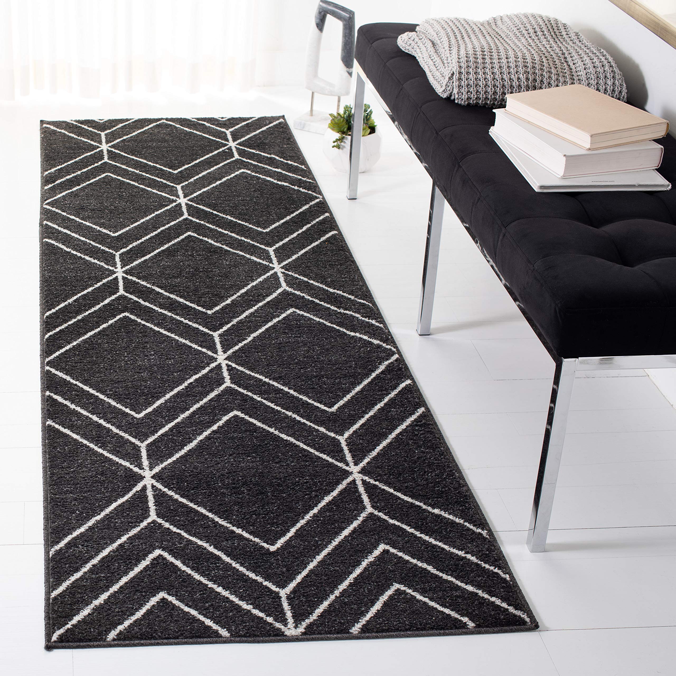 SAFAVIEH Adirondack Collection Runner Rug - 26 x 8, Brown & Ivory, Modern Geometric Design, Non-Shedding & Easy Care, Ideal fo