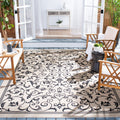 SAFAVIEH Courtyard Collection Area Rug - 9 x 12, Sand & Black, Scroll Design, Non-Shedding & Easy Care, Indoor/Outdoor & Washa