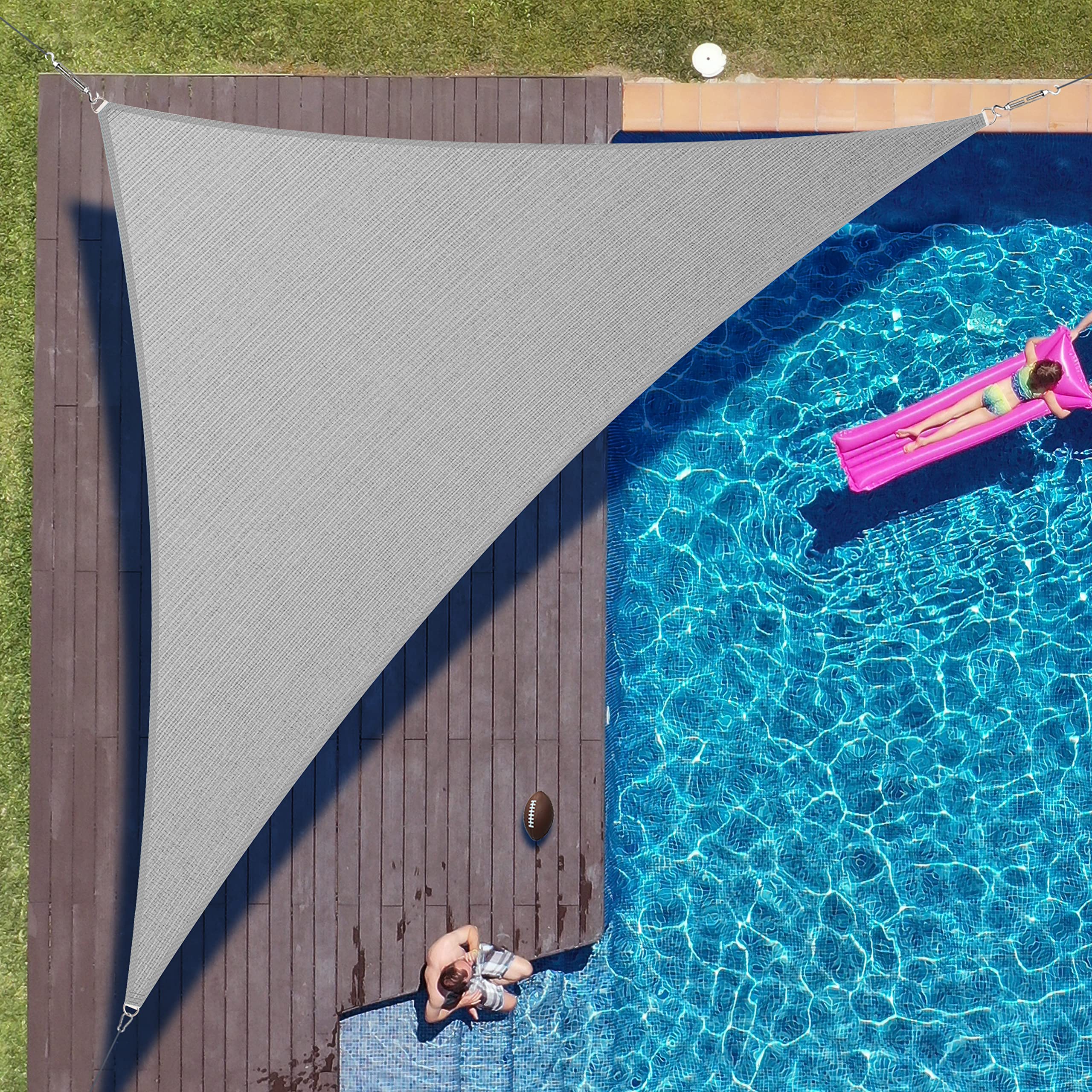 Colourtree 14' X 14' X 19.8' Grey Right Triangle Ctaprt20 Sun Shade Sail Canopy Mesh Fabric Uv Block Upf50 - Commercial Heavy Du