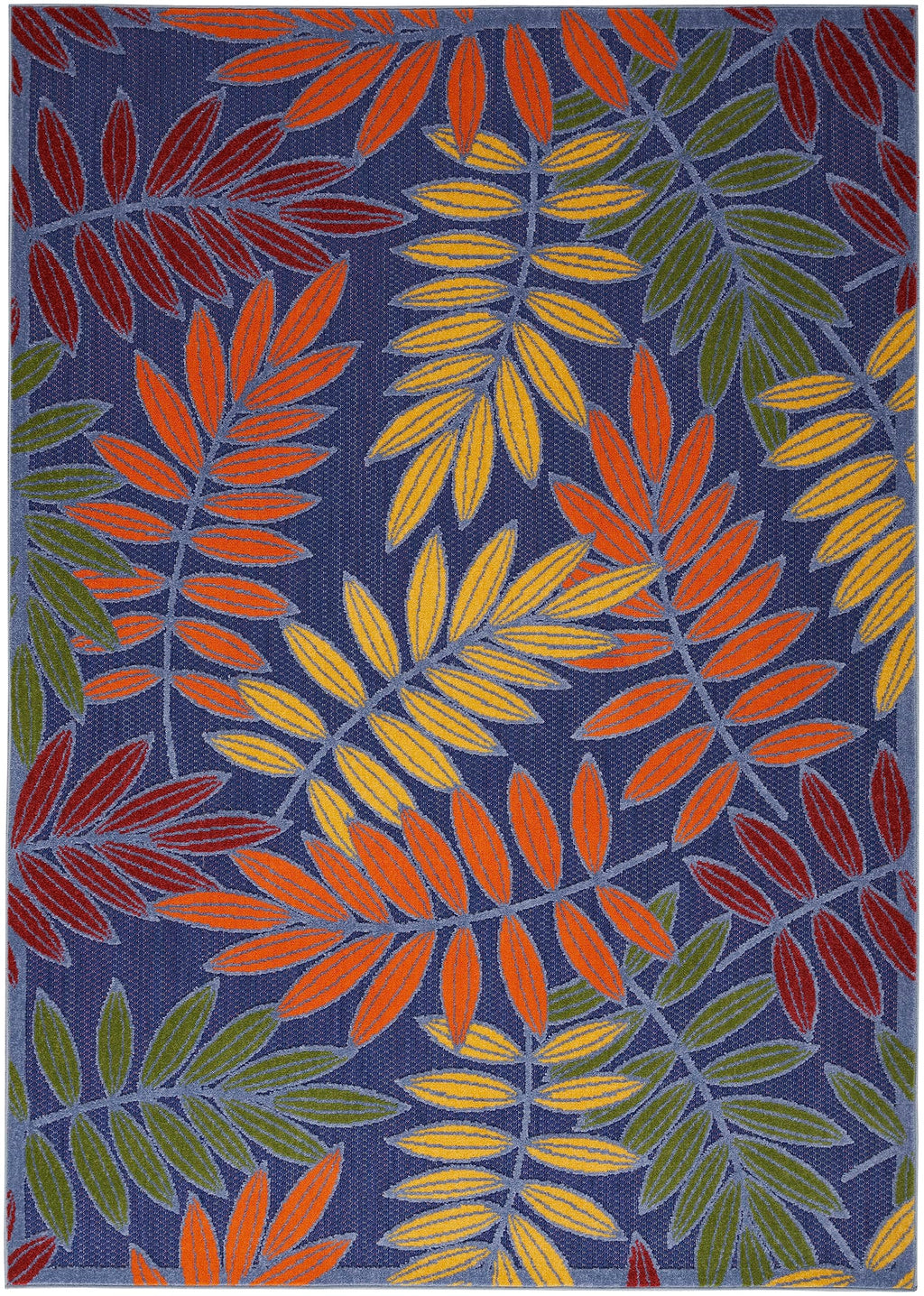 Nourison Aloha Indoor-Outdoor Navy Multicolor 6' X 9' Area Rug, Easy Cleaning, Non Shedding, Bed Room, Living Room, Dining Room, Backyard, Deck, Patio (6X9)