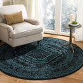 Safavieh Adirondack Collection Area Rug - 4 Round, Black & Teal, Oriental Medallion Design, Non-Shedding & Easy Care, Ideal for