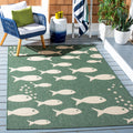Safavieh Courtyard Collection Accent Rug - 4' X 5'7', Dark Green & Ivory, Border Design, Non-Shedding & Easy Care, Indoor/Outdo