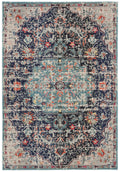 SAFAVIEH Madison Collection Accent Rug - 22 x 4, Black & Teal, Medallion Distressed Design, Non-Shedding & Easy Care, Ideal fo
