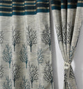 Homefab India Jacquard Blackout Jute Floral 2 Piece Eyelet Polyester Normal Curtain  7ft, Blue