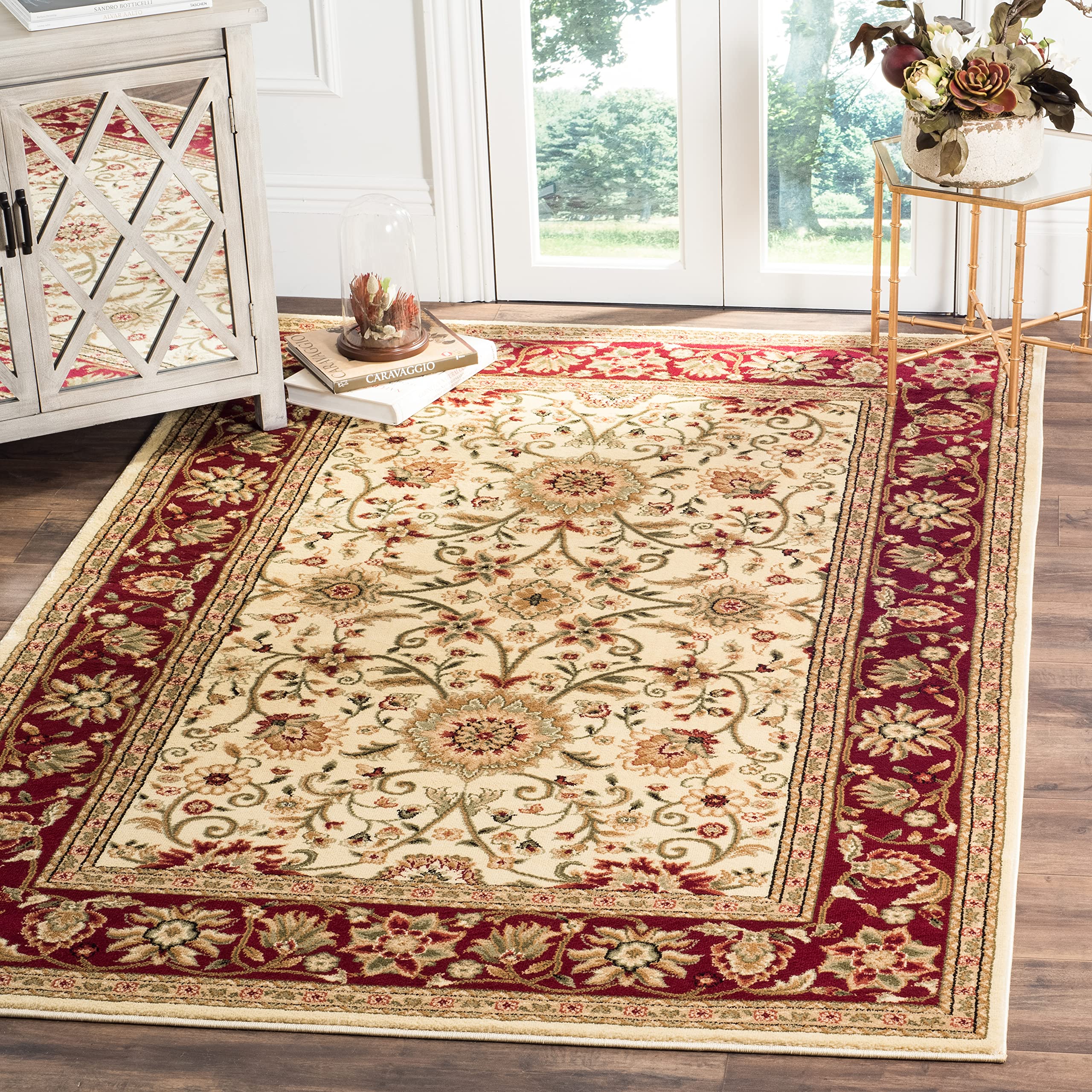SAFAVIEH Lyndhurst Collection X-Large Area Rug - 11 x 15, Ivory & Red, Traditional Oriental Design, Non-Shedding & Easy Care, 