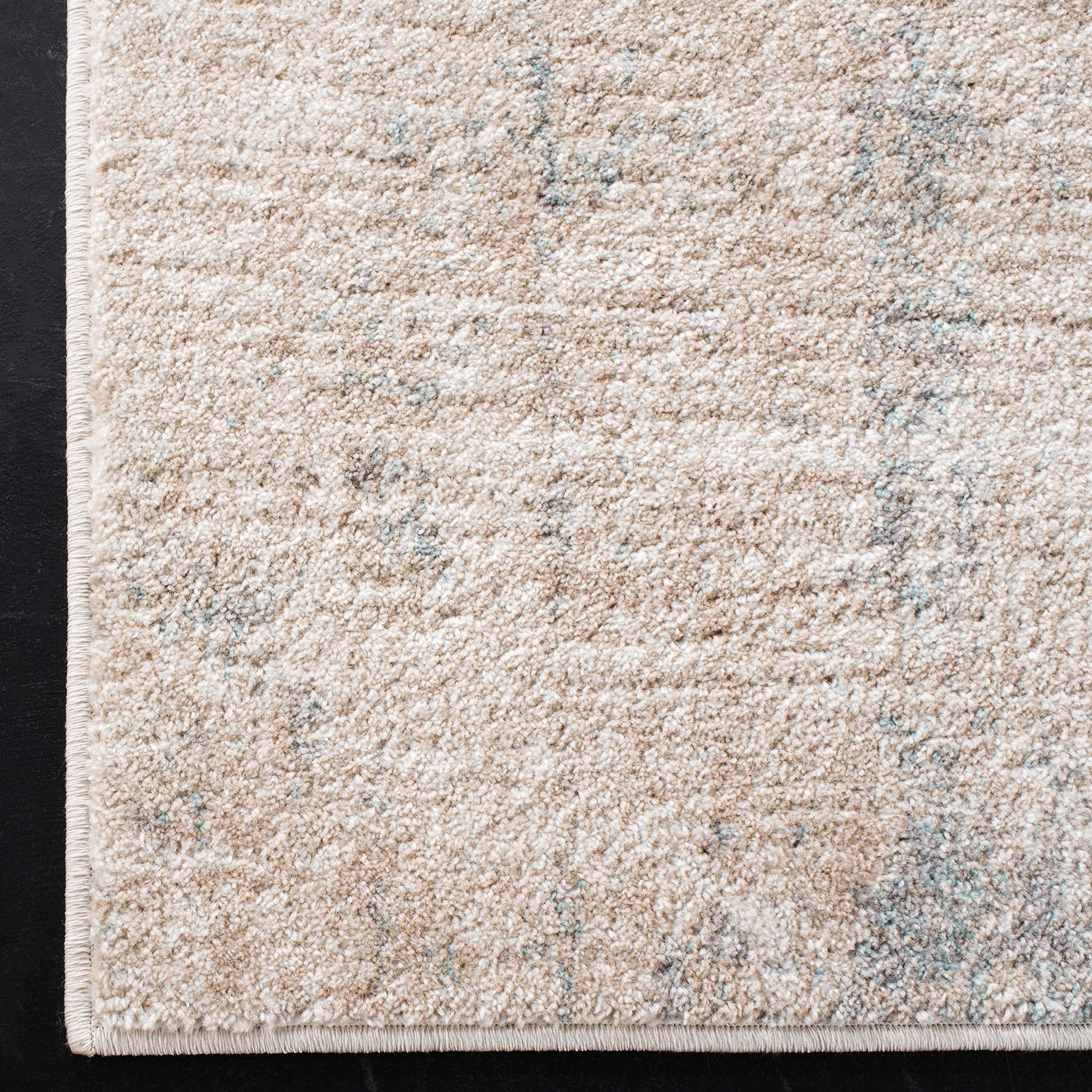 SAFAVIEH 8' Square Adirondack Area Rug, Beige & Slate, Modern Abstract Design, Non-Shedding, Easy Care for Living Room & Bedroom