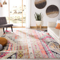 SAFAVIEH Monaco Collection X-Large Area Rug - 11 x 15, Light Grey & Multi, Tribal Distressed Design, Non-Shedding & Easy Care,