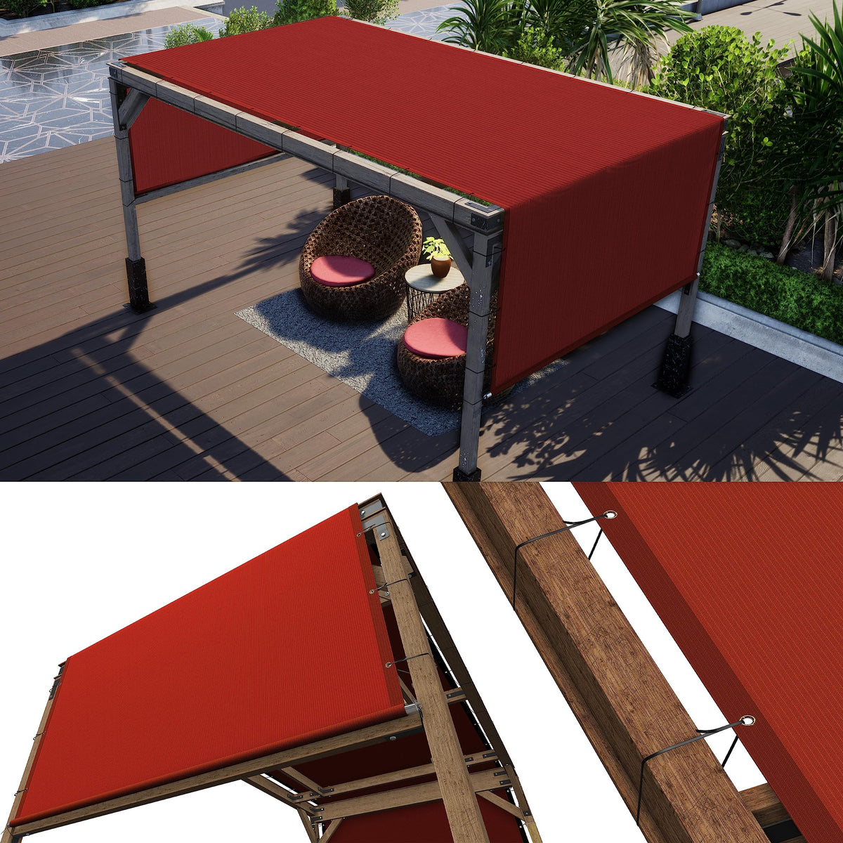 ColourTree 10' W x 17' L Red Pergola Sun Shade Canopy Replacement Cover UPF50, Commercial Grade 260 GSM Cloth for Outdoor Patio,