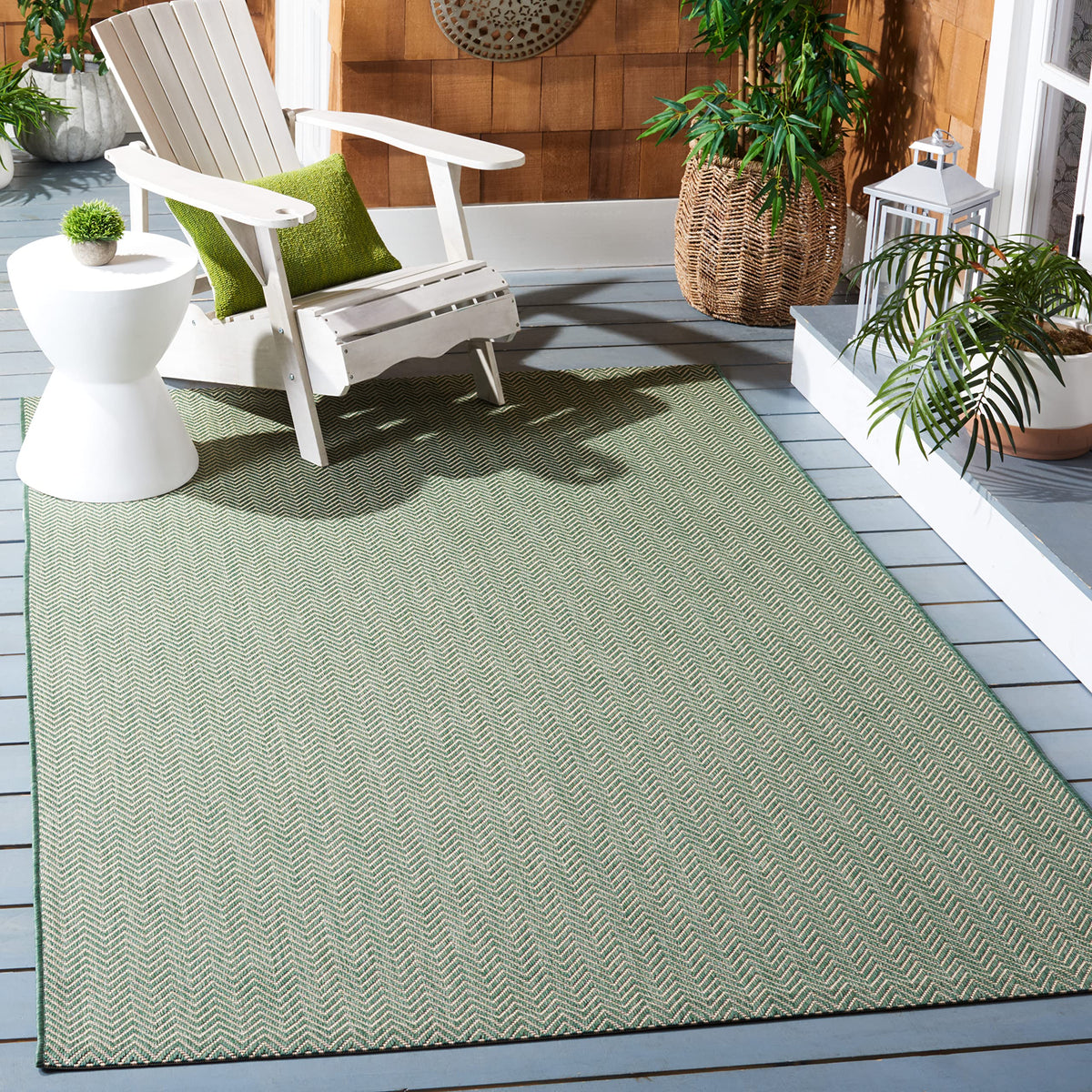 SAFAVIEH Courtyard Collection 4' x 5'7'' Dark Green/Beige CY8022 Indoor/ Outside Waterproof Easy cleansingPatio Backyard Mudroom