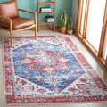 SAFAVIEH Tucson Collection Accent Rug - 4 x 6, Blue & Red, Persian Design, Non-Shedding Machine Washable & Slip Resistant Idea