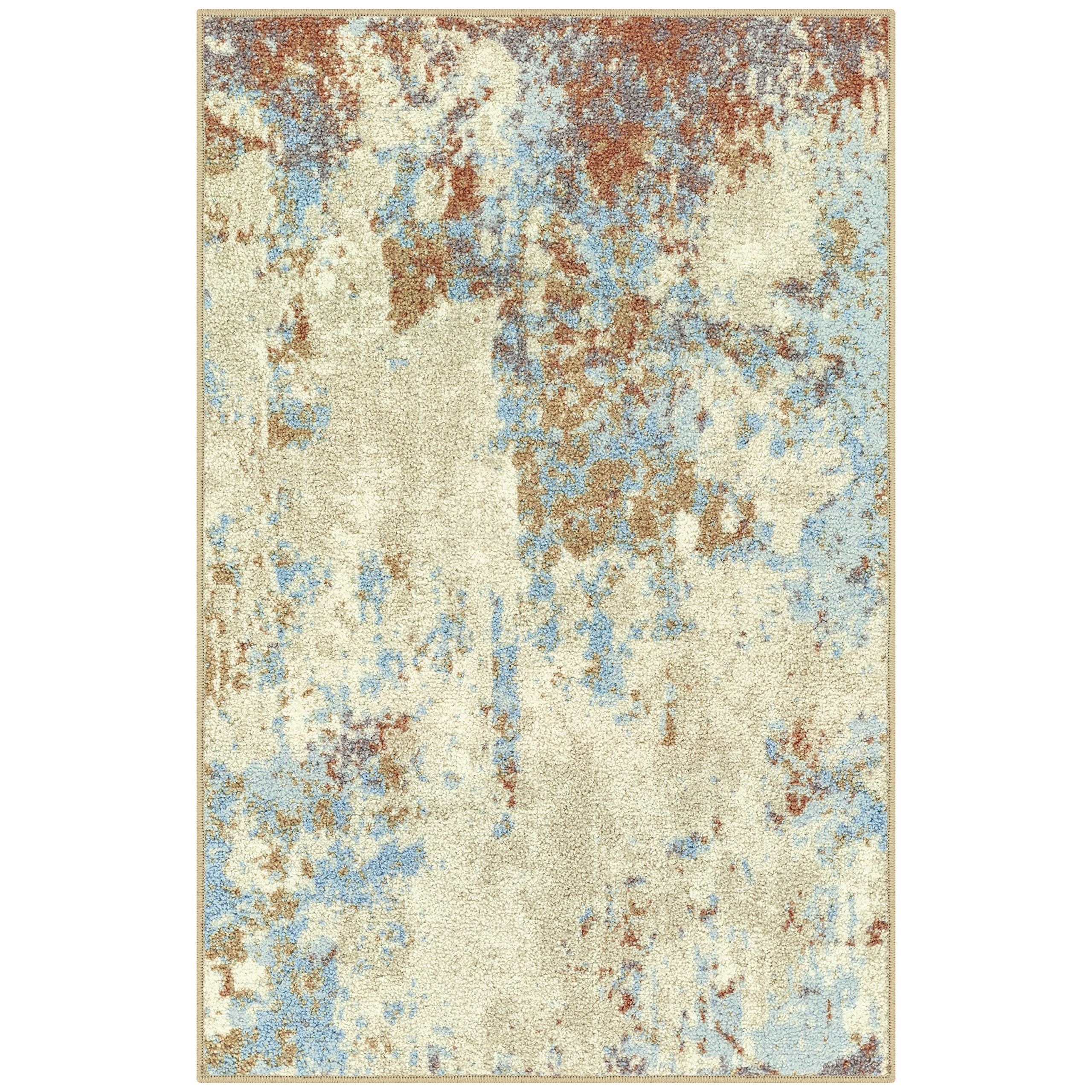 Maples Rugs Southwestern Stone Distressed Abstract Kitchen Rugs Non Skid Accent Area Floor Mat [Made in USA], 26 x 310, Multi