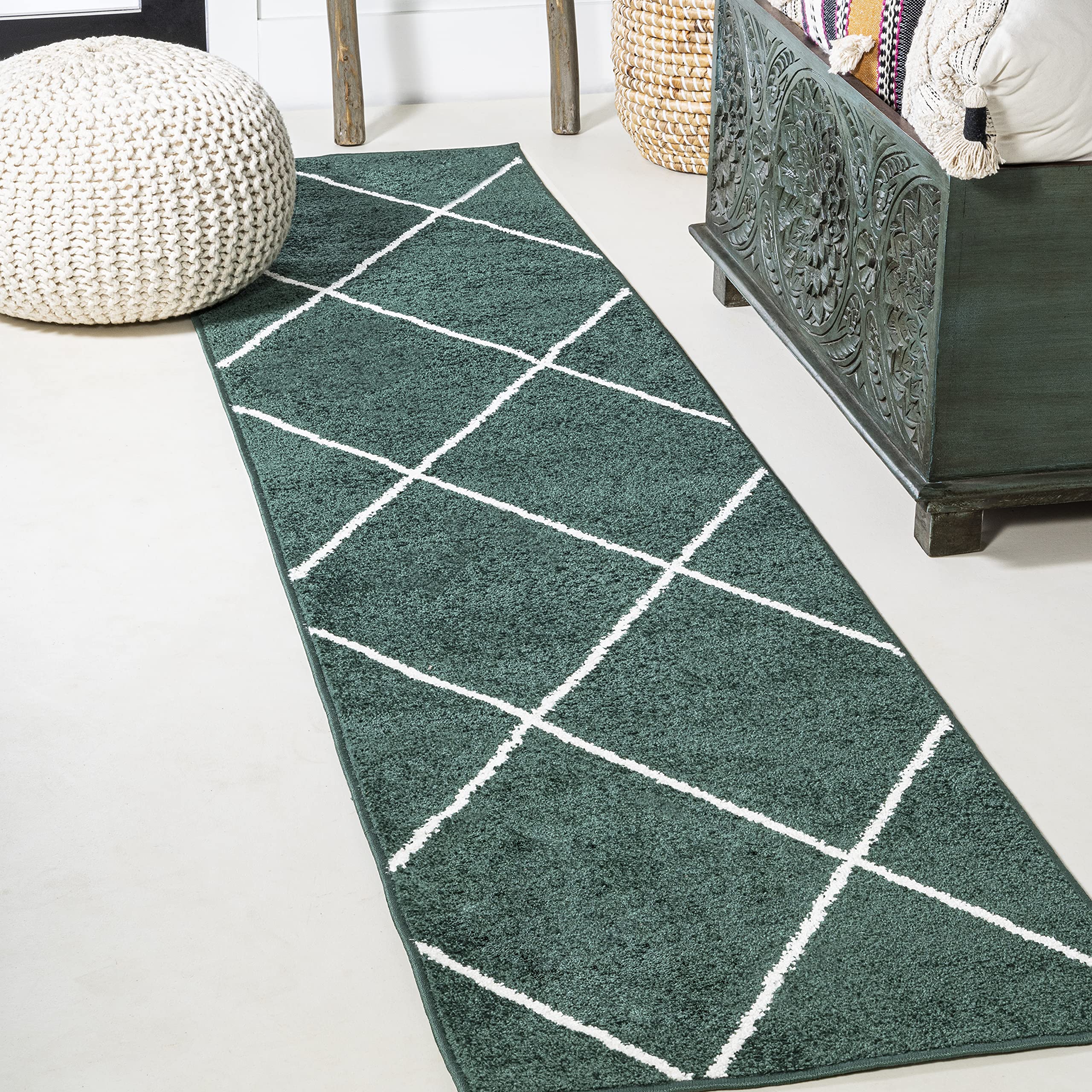 JONATHAN Y SEU102D-28 Cole Minimalist Diamond Trellis Indoor Area -Rug Modern Contemporary Casual Easy -Cleaning Bedroom Kitchen