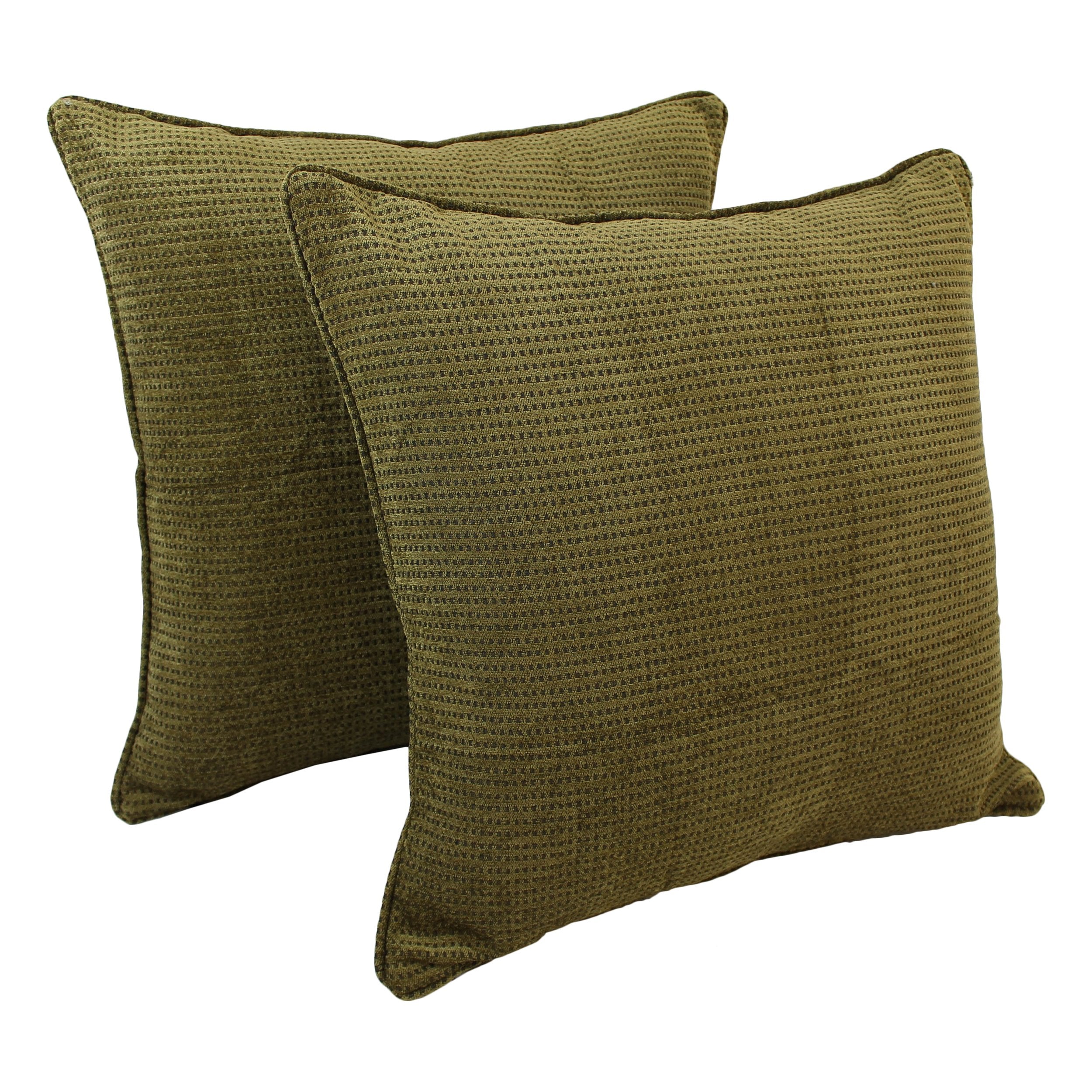 Blazing Needles Corded Jacquard Chenille Floor Pillows (Set of 2), 25&quot;, Gingham Brown