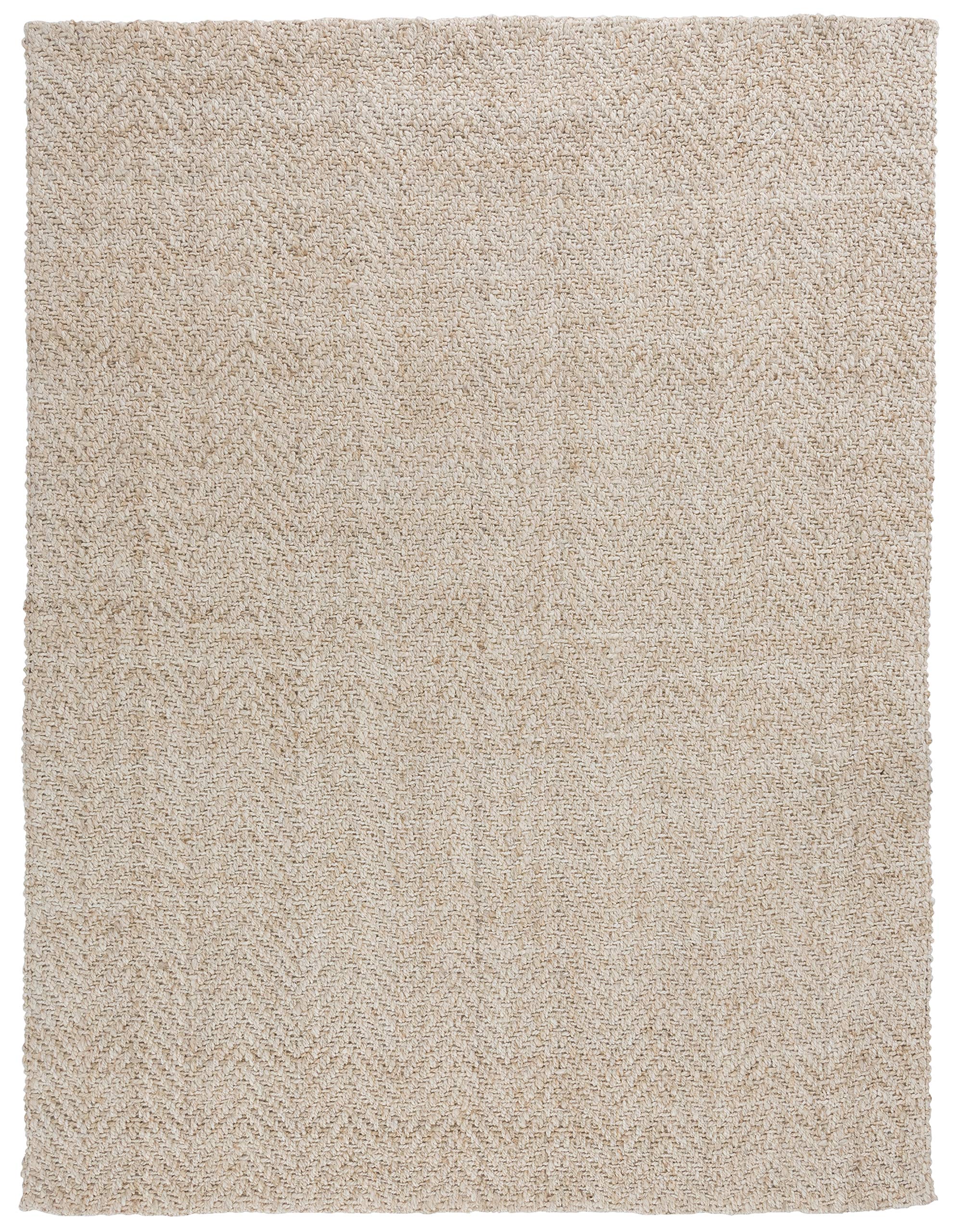Kosas Home Chevron Handwoven Jute Area Rug, 9X12, Ivory