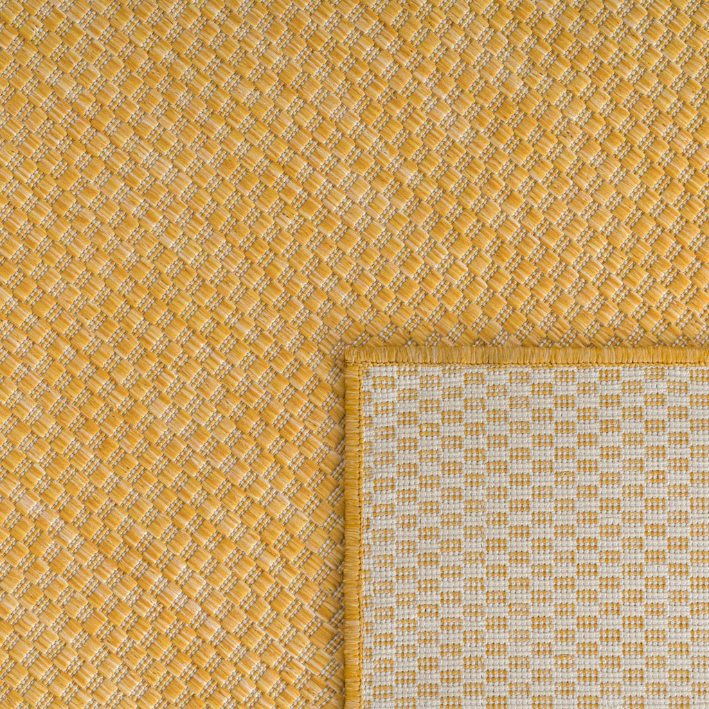 Solid Outdoor Rug For Patio Or Balcony Waterproof In Mottled Yellow, Size: 2'8' X 4'11'