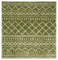 SAFAVIEH Arizona Shag Collection Accent Rug - 32 Square, Green & Ivory, Moroccan Design, Non-Shedding & Easy Care, 1.6-inch Thi