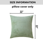 Home Brilliant Solid Green Couch Pillow Covers Super Soft Striped Corduroy Set Of 2 Decorative Toss Pillow Cases For Bedding Roo