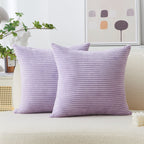 Home Brilliant Purple Throw Pillow Covers 24X24 Set Of 2 Decorative Pillow Covers For Couch Striped Velvet Corduroy Accent Pillo