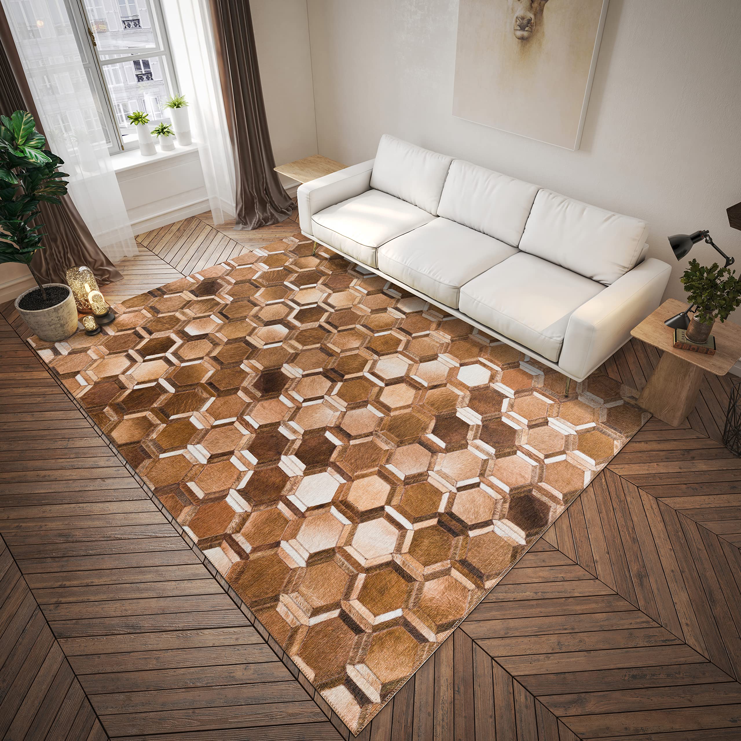 Addison Rugs Laredo Alr31 Brown Washable 8' X 10' Indoor Outdoor Area Rug, Easy Clean, Machine Washable, Non Shedding, Bedroom, Entry, Living Room, Dining Room, Kitchen, Patio Rug