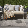 Nourison Home Aloha Indoor/Outdoor Silver Grey 3' x 5' Area Rug, Tropical, Botanical, Easy Cleaning, Non Shedding, Bed Room, Liv