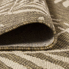 Jonathan Y Smb119A-5R Nevis Palm Frond Indoor Outdoor Area-Rug Coastal Floral Easy-Cleaning Bedroom Kitchen Backyard Patio Non Shedding, 5' Round, Brown/Beige
