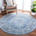 Safavieh Brentwood Collection 8' Round Ivory/Navy BNT832A Medallion Distressed Non-Shedding Area Rug