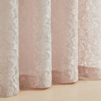 Bujasso Pink Lace Sheer Curtains 84 Inch Vintage Floral Sheer Window Curtain Panels For Living Room Girls Bedroom Romantic Light