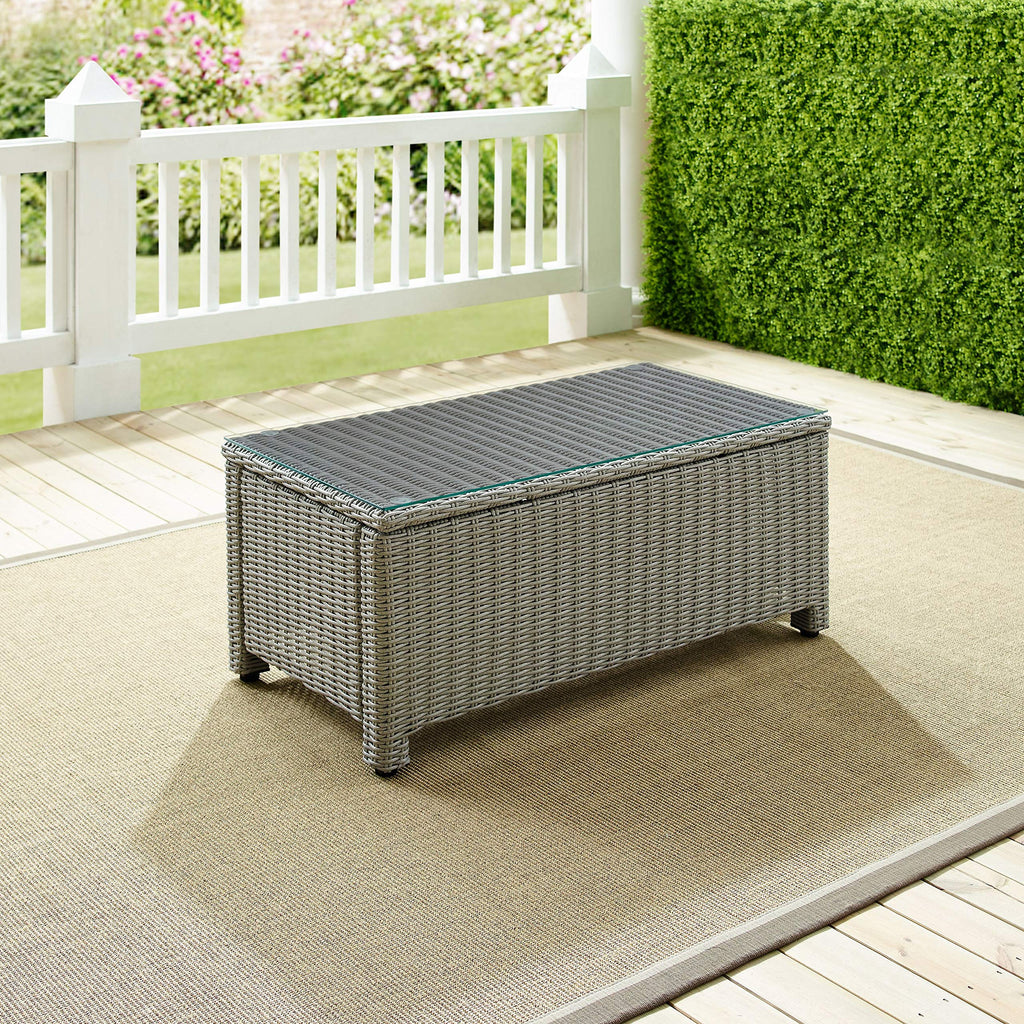 Crosley Furniture Bradenton All Weather Rattan Wicker Outdoor Coffee Table for Patio, Deck, Porch, Gray