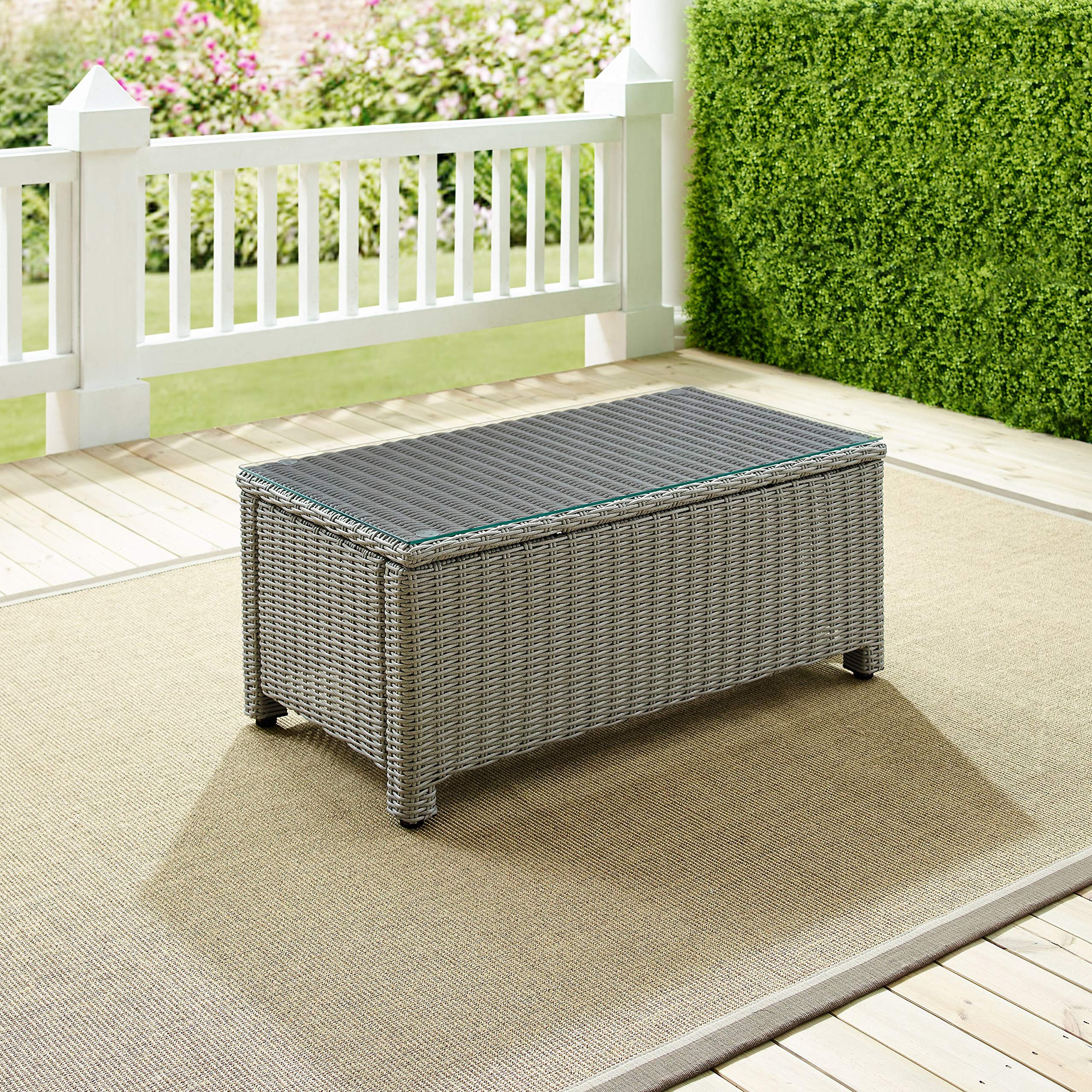 Crosley Furniture Bradenton All Weather Rattan Wicker Outdoor Coffee Table for Patio, Deck, Porch, Gray