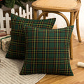 Pack Of 2 Christmas Plaid Decorative Throw Pillow Covers Scottish Tartan Cushion Case For Farmhouse Home Holiday Decor Green, 20