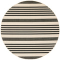 SAFAVIEH Courtyard Collection 67 Round Black/Bone CY6062 Stripe Indoor/ Outdoor Patio Backyard Mudroom Area Rug