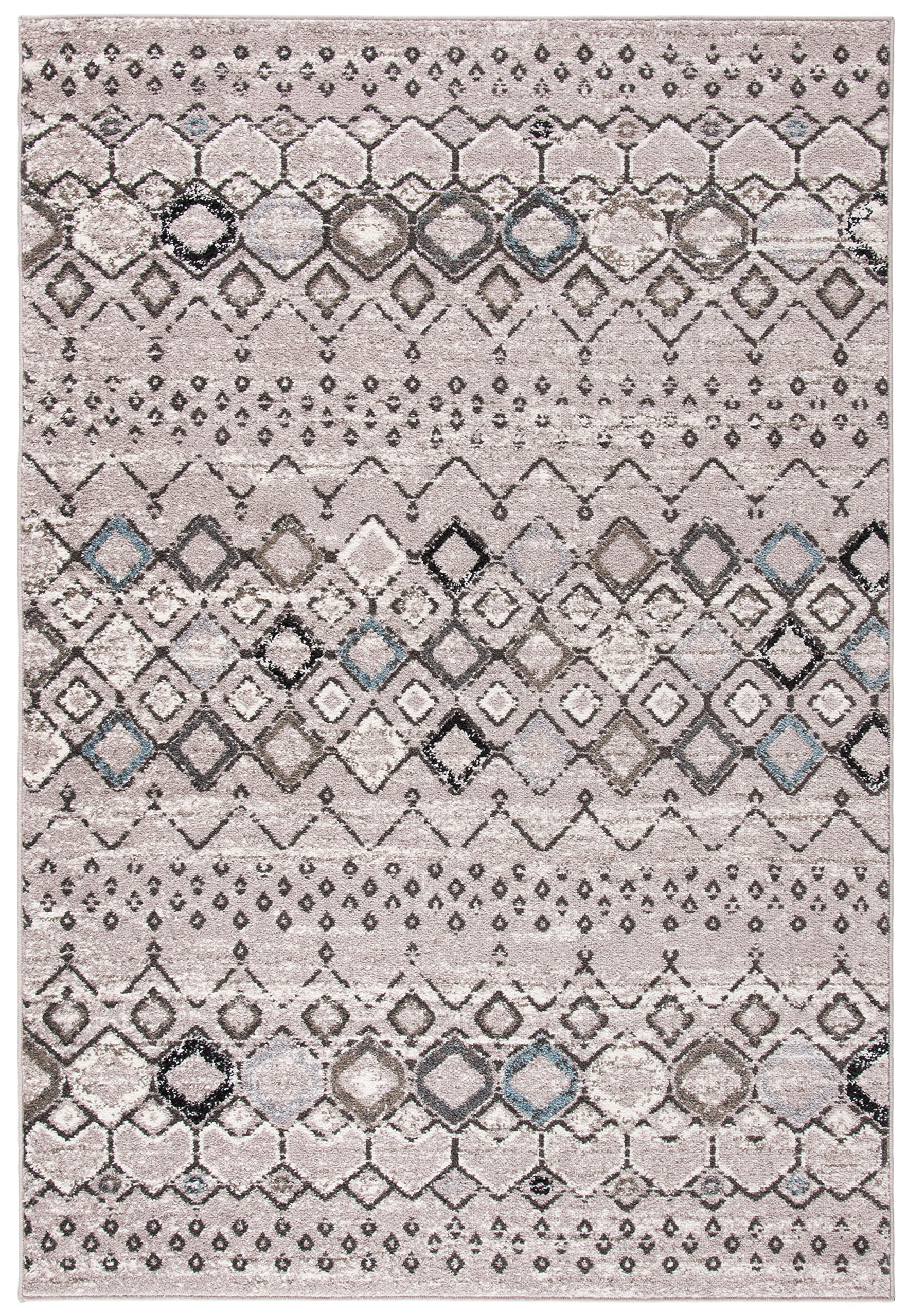 Safavieh Amsterdam Collection Accent Rug - 3' X 5', Light Grey & Brown, Moroccan Boho Design, Non-Shedding & Easy Care, Ideal Fo