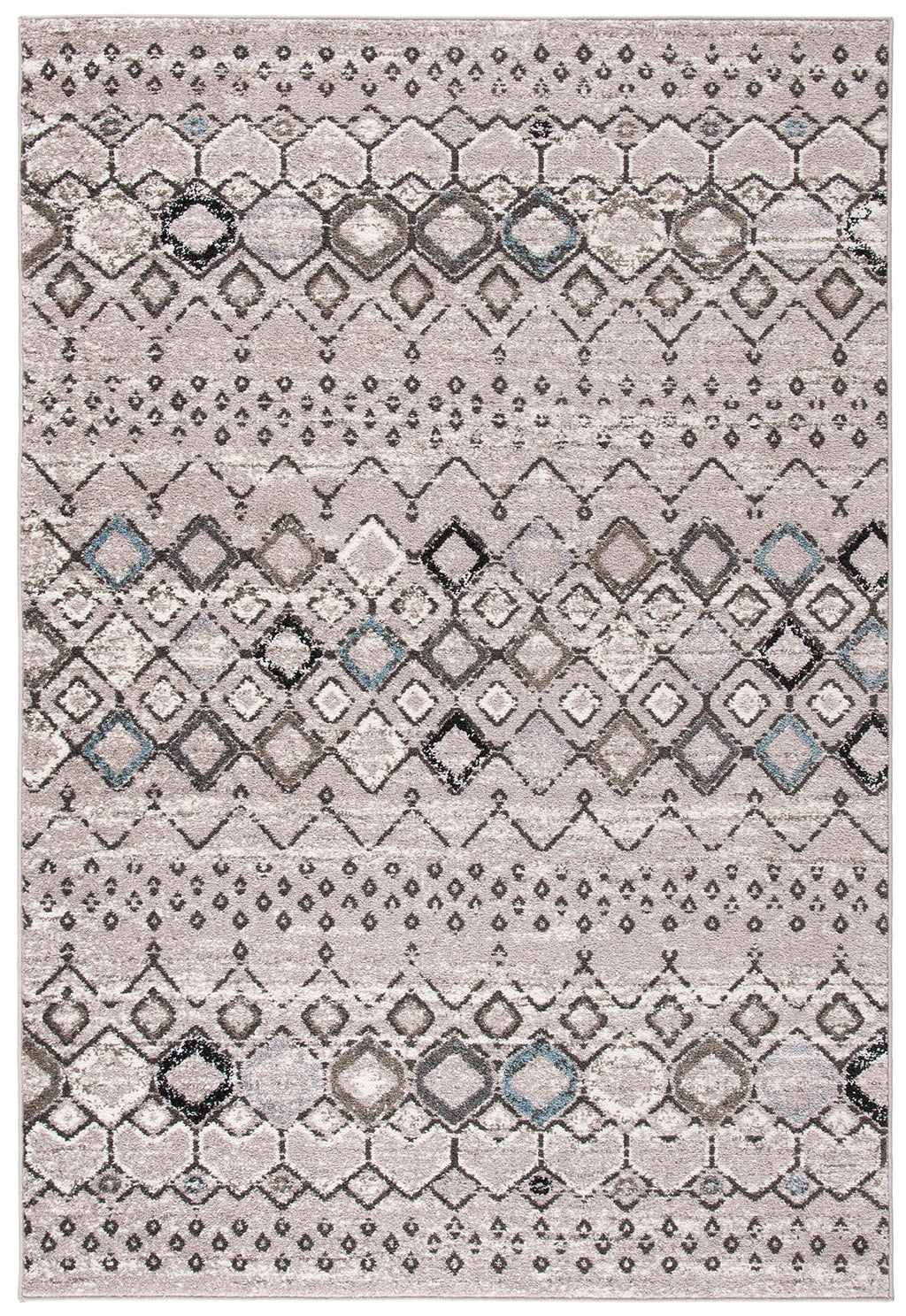 Safavieh Amsterdam Collection Accent Rug - 4' X 6', Light Grey & Brown, Moroccan Boho Design, Non-Shedding & Easy Care, Ideal Fo