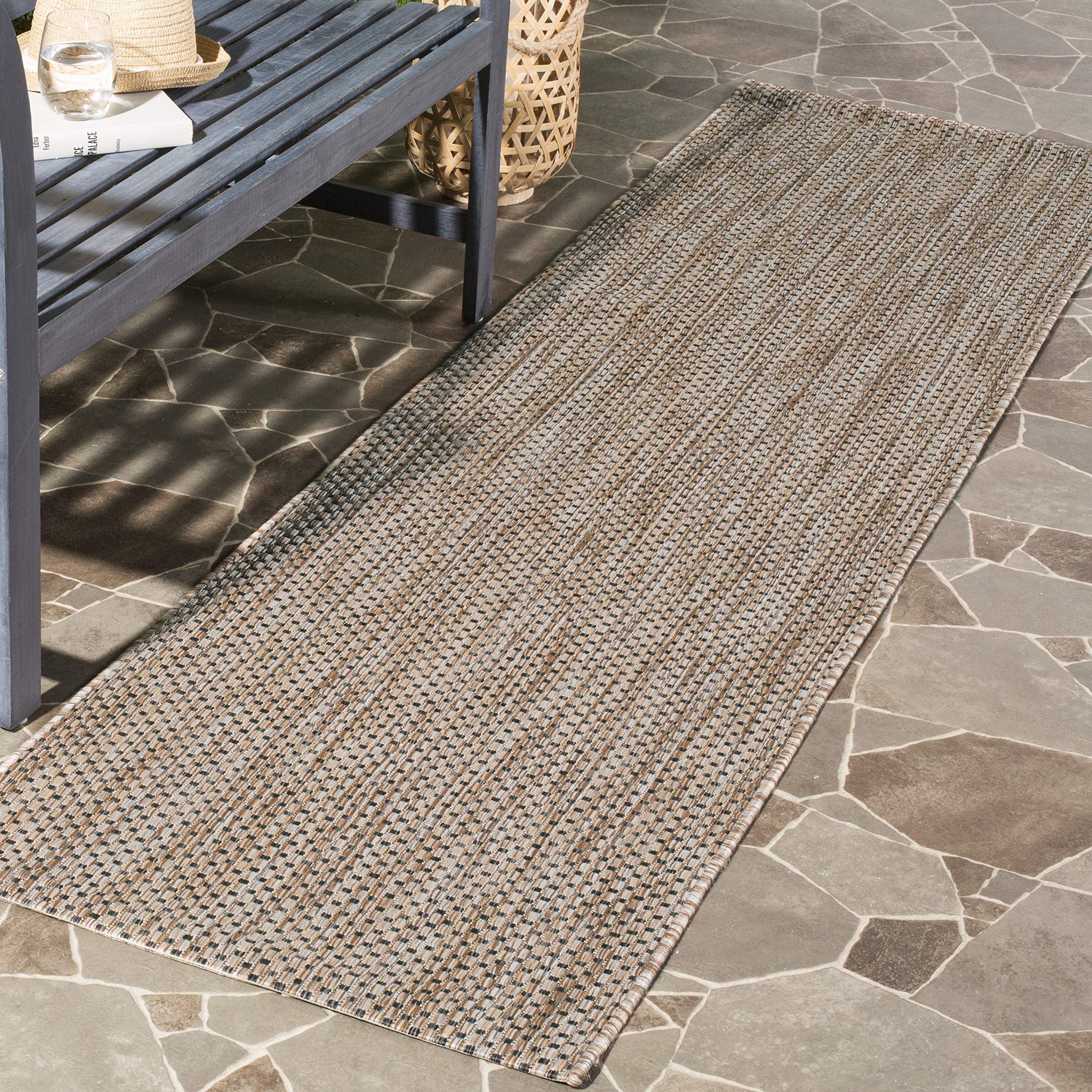 SAFAVIEH Courtyard Collection 23 x 16 Natural/Black CY8521 Indoor/ Outside Waterproof Easy cleansingPatio Backyard Mudroom Run