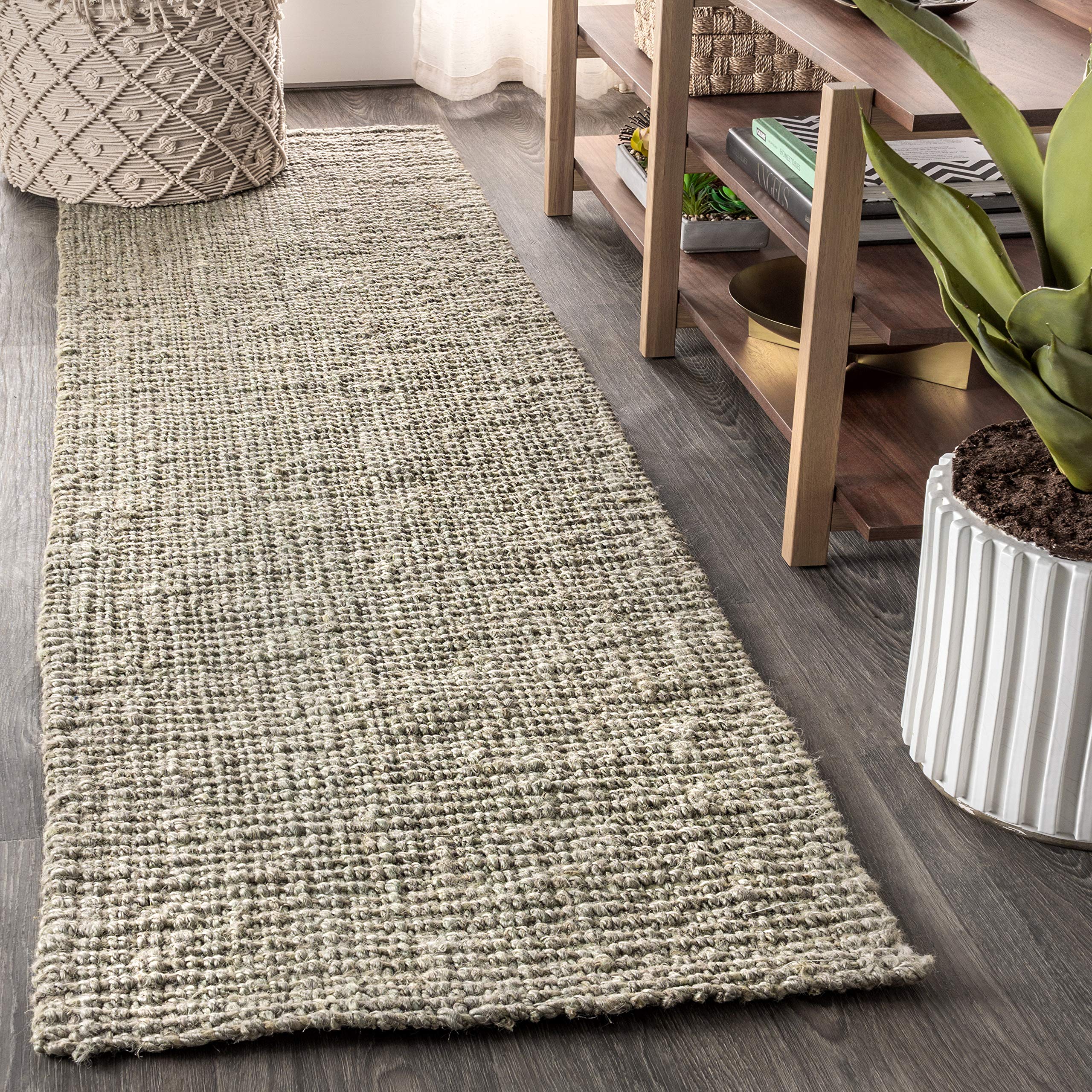 JONATHAN Y NRF102C-220 Pata Hand Woven Chunky Jute Gray 2 ft. x 20 ft. Runner Rug, Bohemian, Transitional, Rustic for Home, Bedr